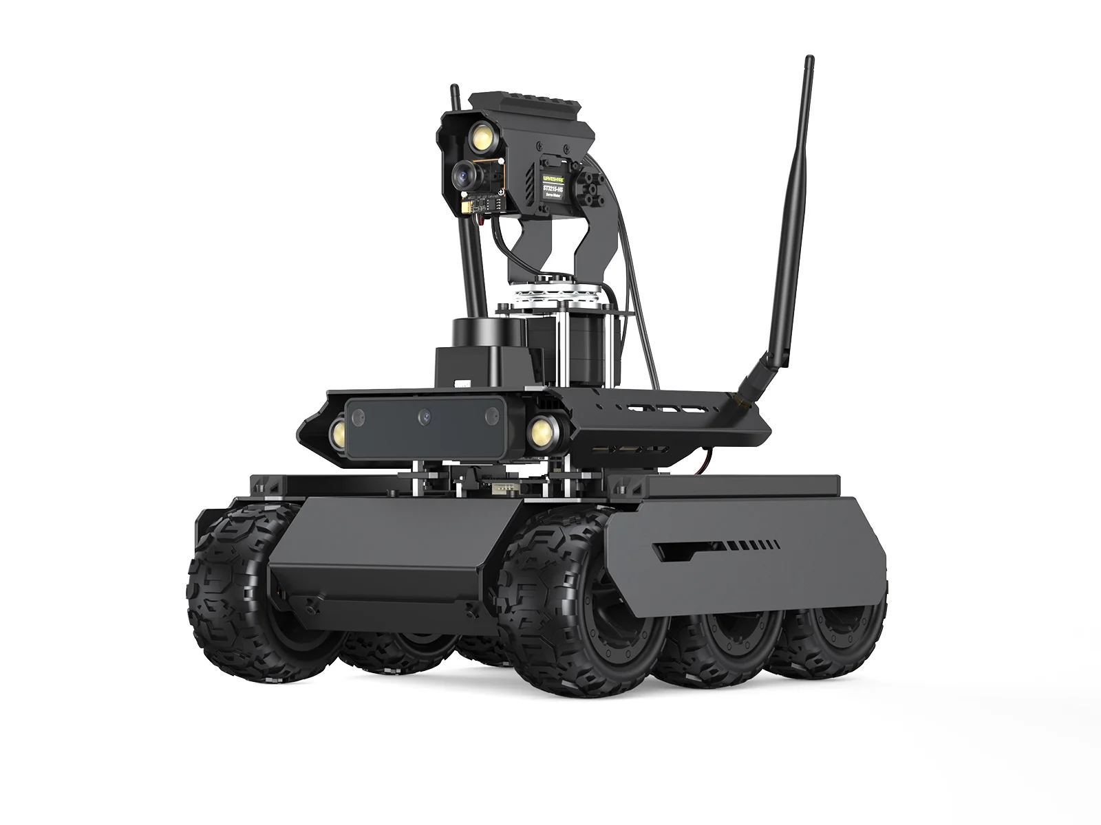 Waveshare UGV Rover ROS 2 Open-source 6 Wheels 4WD AI Robot For Jetson Orin Series Board, Dual controllers, 360° Flexible