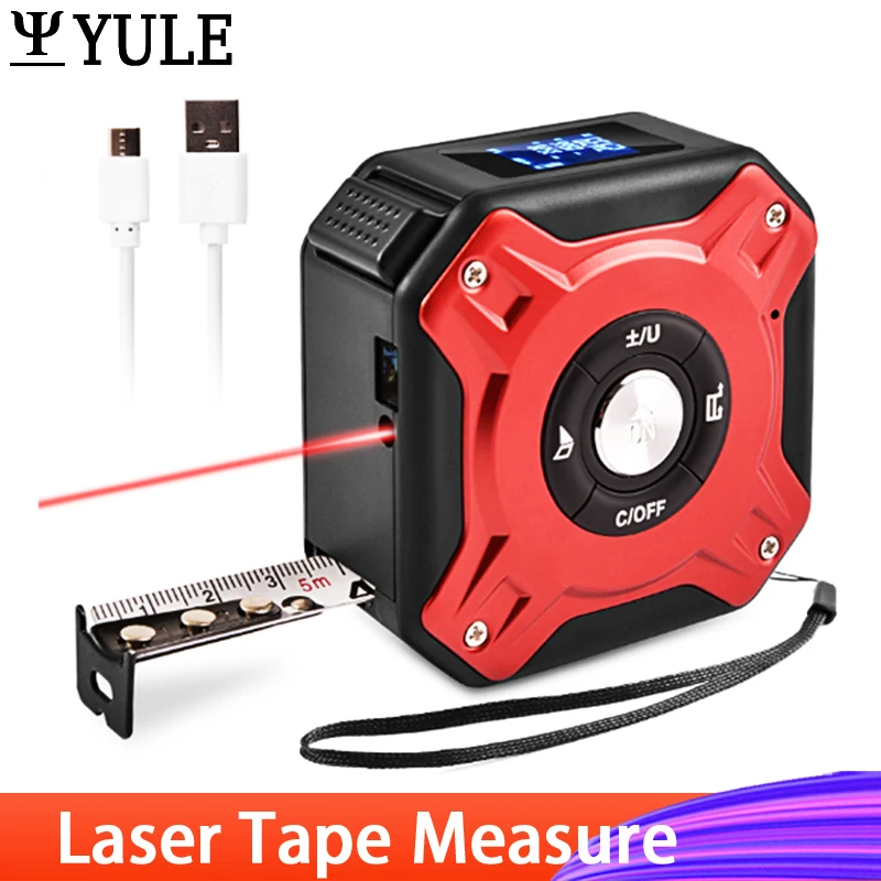 3 In 1 Laser Tape Measure Rangefinder Infrared High-precision 5m Tape Measure LCD Display Backlight Distance Meter Measurement