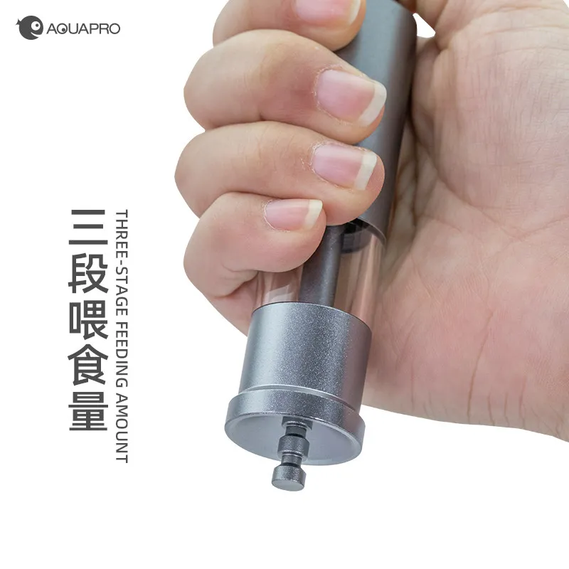 F1 Aluminum Alloy Small Fish Food Feeder - Press-to-Measure Feeding