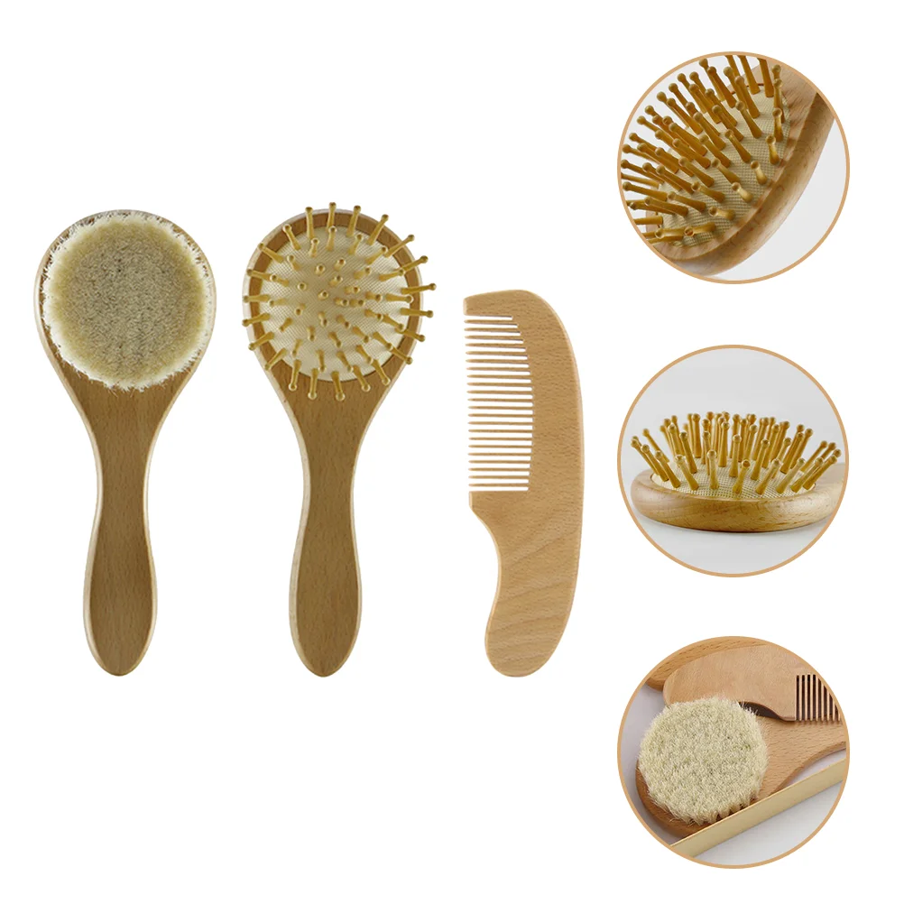 Baby Bath Set Newborn Hair Brush Scalp Grooming Comb Woolen for Infant Multi-use Head Massager Child