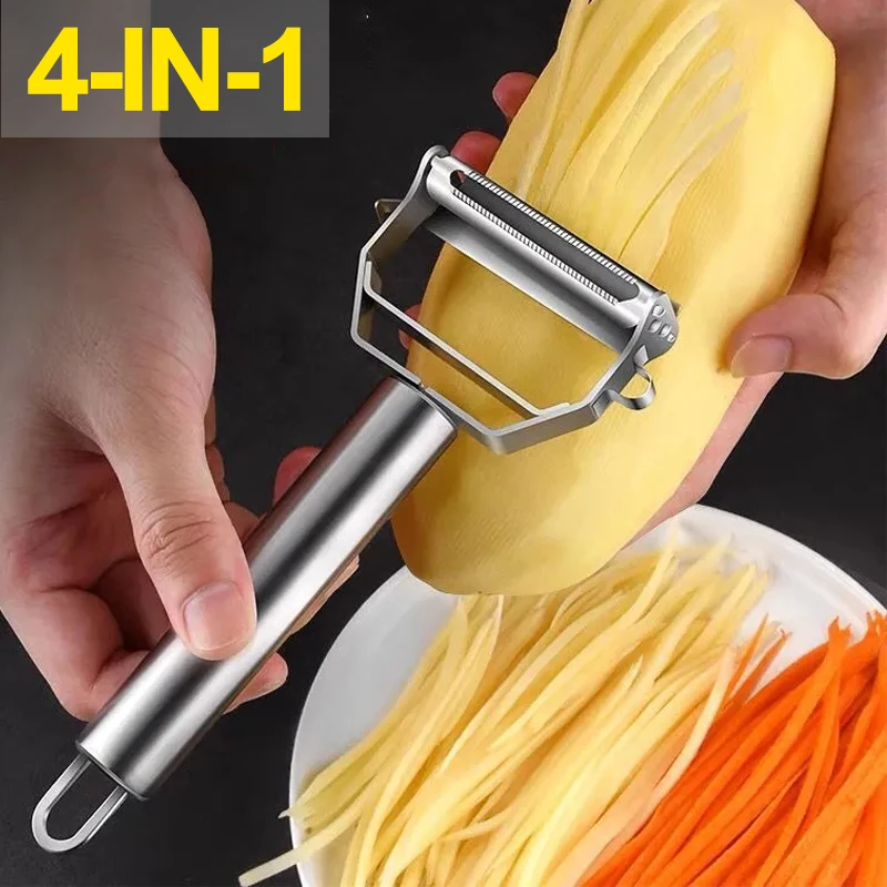 4 In 1 Multifunction Peeler Stainless Steel Fruit Vegetable Grater Slice Potato Carrot Cucumber Vegetable Peeler Kitchen Gadgets