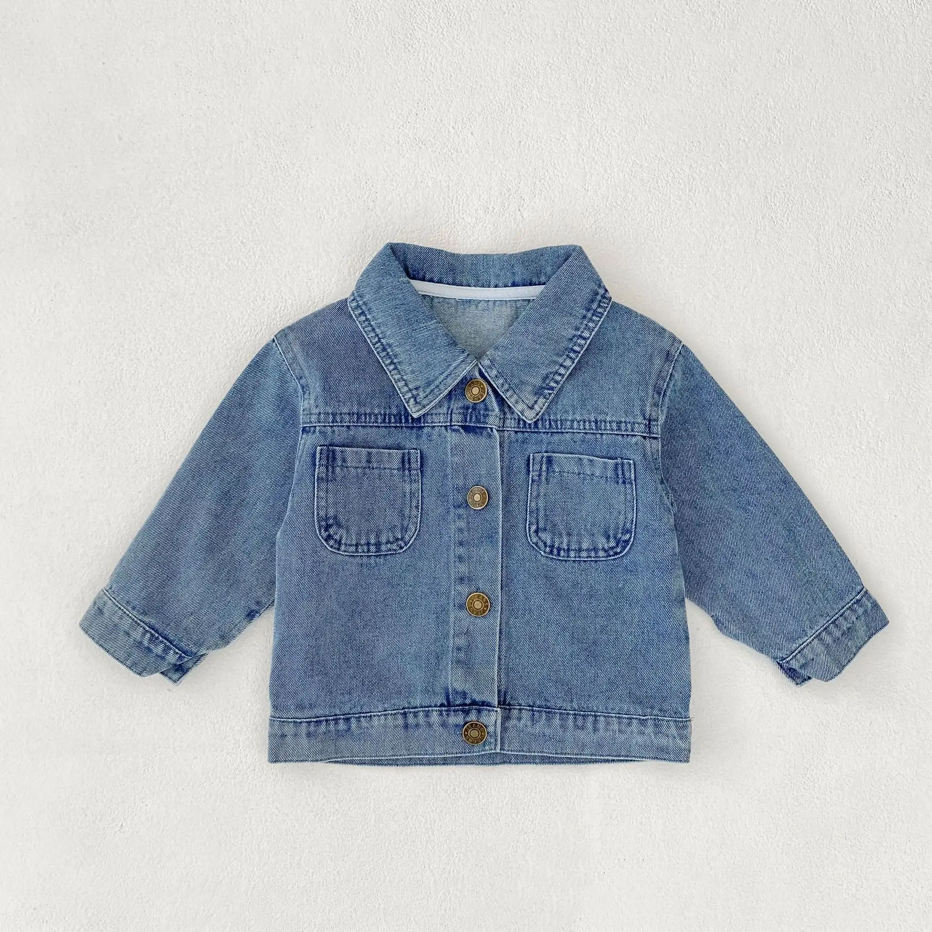 

2025 Autumn New Baby Long Sleeve Denim Coat Fashion Boys Lapel Jacket Solid Infant Girl Casual Cardigan Toddler Clothes