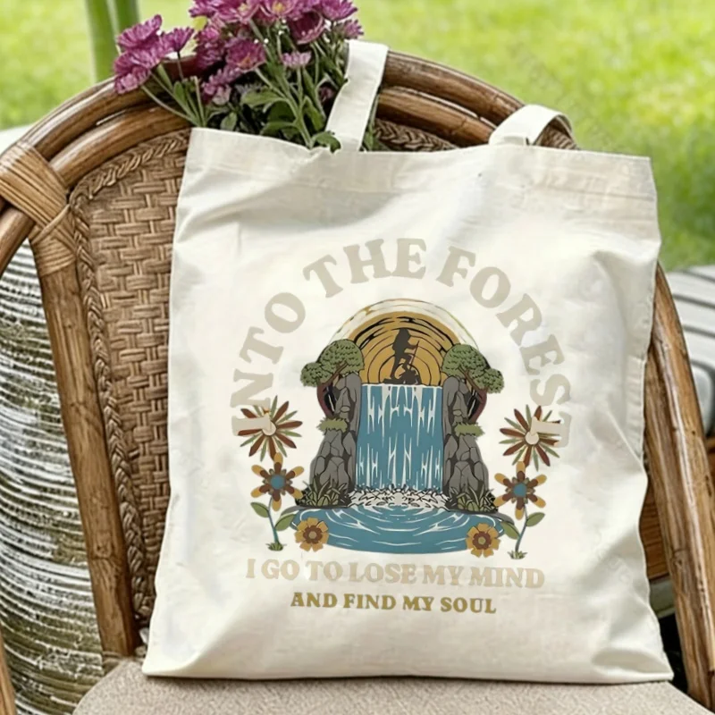 

1PC Into The Forest Canvas Tote Eco-friendly Reusable Shoulder Bag