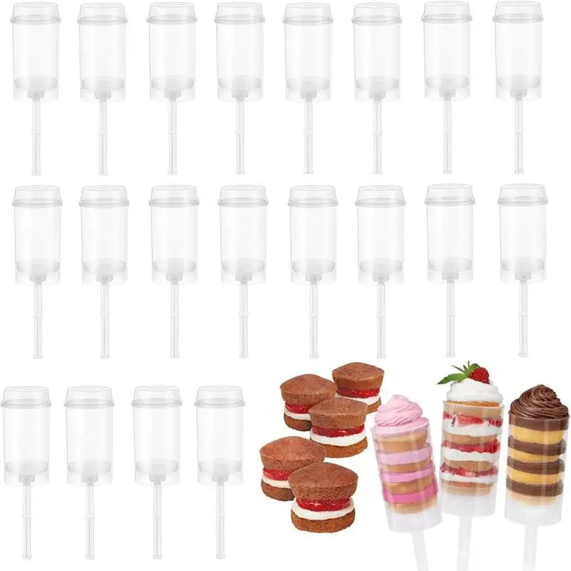 10/50pcs Cake Pop Shooter With Lids Plastic Round Shape Clear Push-Up Cake Pop Shooter Cake Containers Kitchen Cake Tools