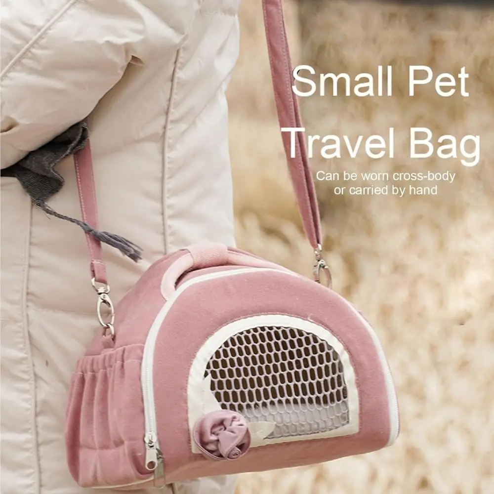 Breathable Hamster Take-out Bag Handle Comfortable Small Pet Carrier Adjustable Shoulder Straps Super Soft Flannel