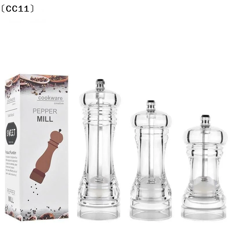1Pcs Pepper Grinder- Acrylic Salt And Pepper Shakers Adjustable Coarseness By Ceramic Rotor Kitchen Accessories〔CC11〕