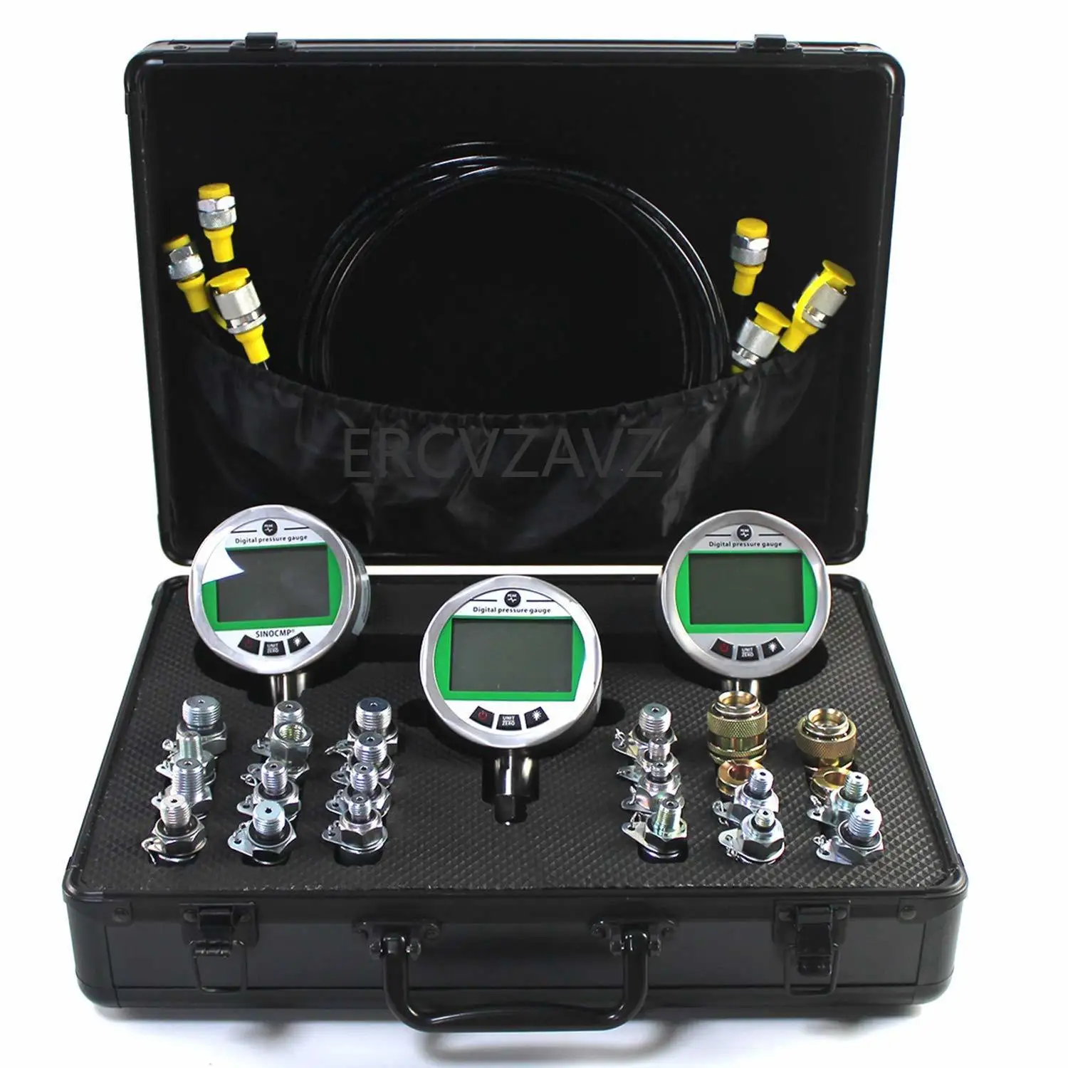 Digital Pressure Gauge Kit 2pcs 70Mpa 16Mpa Gauges 3 Test Hoses 24 Couplings Hydraulic Gas Water Pressure Test Kit for Excavator