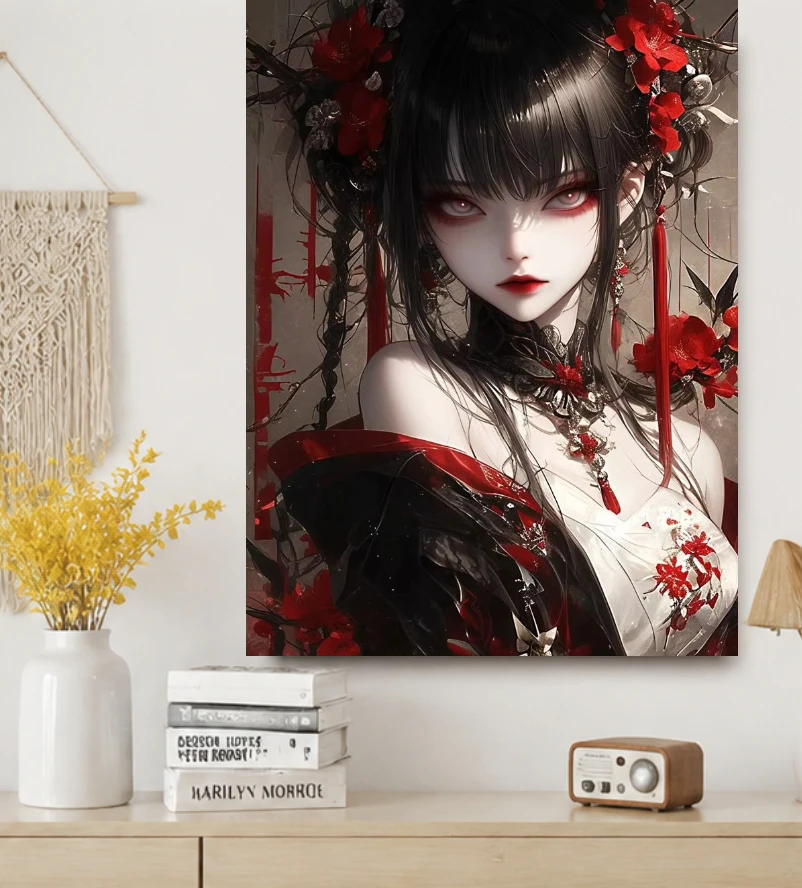 Acrylic Paint By Numbers  Sexy Kimono Woman Painting By Numbers on Canvas Coloring By Number for Adults Paint Digital Art view 5
