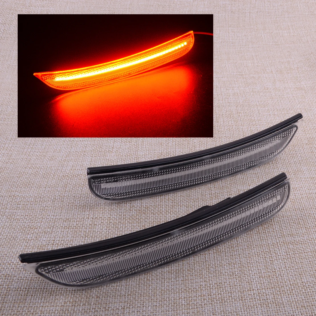 Car Left & Right Clear Lens Red LED Rear Side Marker Light Lamp Fit for Dodge Charger 2015 2016 2017 2018 2019 2020 2021