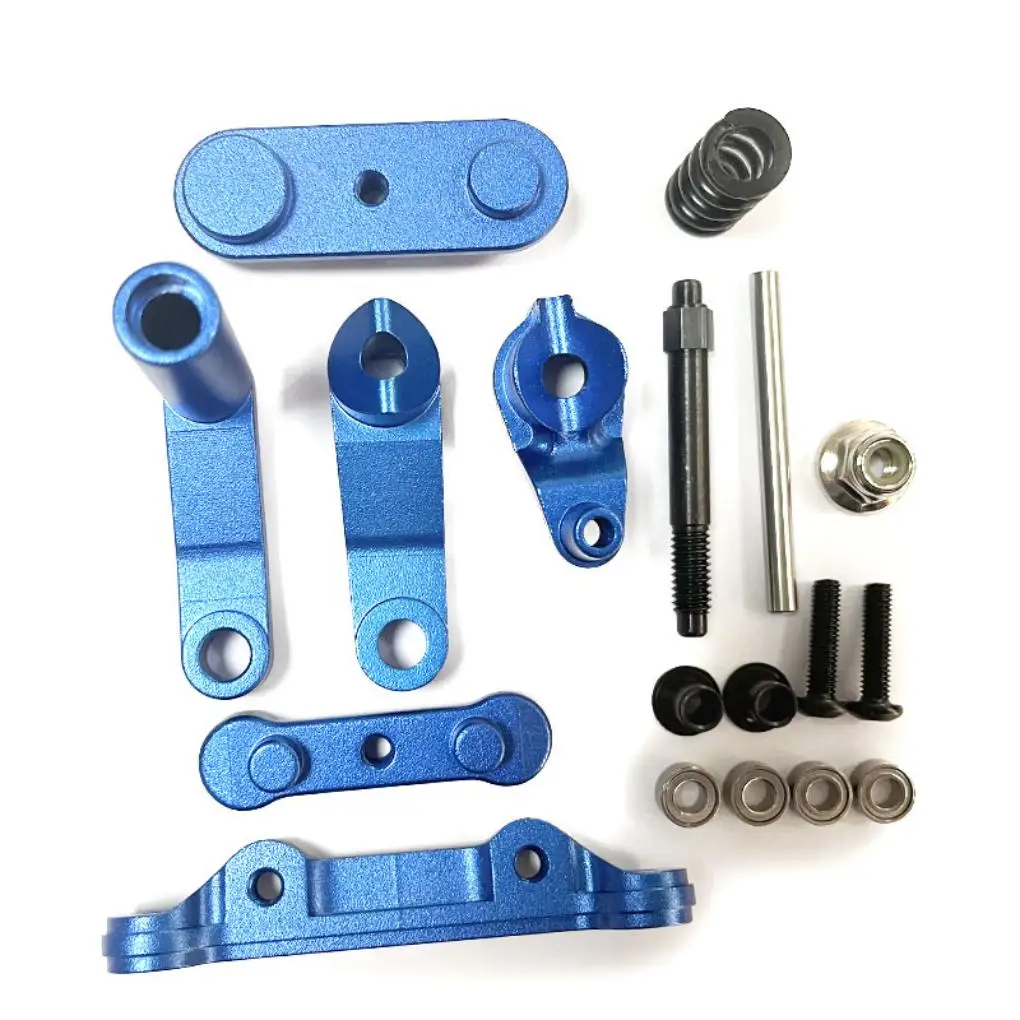 Servo Saver dello sterzo ad alta precisione in lega di alluminio completo per 1/10 LOSI Baja Rey 4WD RC Car Part RC accessori per auto blu scuro