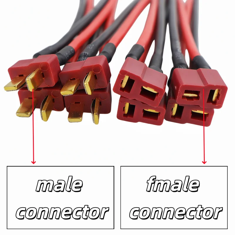 

5PCS T-Plug Single Head Cable 10CM 14AWG Silicone Wire for RC Battery