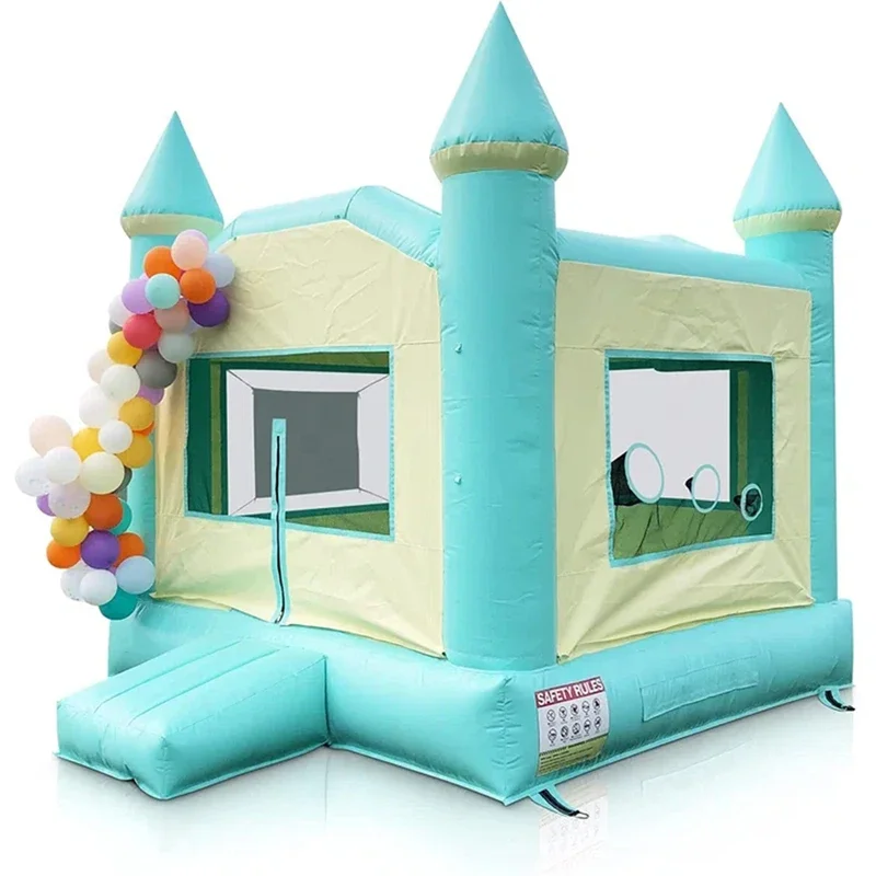 13ft Commercial white bounce house for party rentals Tie-dye colors inflatable bouncy castle jumping bed with blower