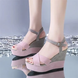 2024 New Fashion Summer Sandal Women Buckle Beige Pink Yellow  Sandals Shoes Non-slip Basic 11cm Heel 35-40