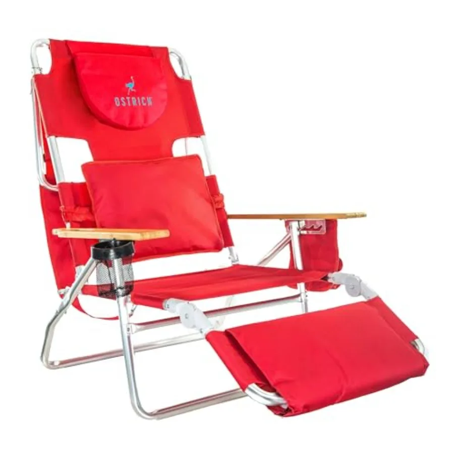 

Reclining Lounge Chair Deluxe 3 in 1 Folding Outdoor Beach Lounger Red Compact and Portable Recliner for Pool Tanning Lawn Pati