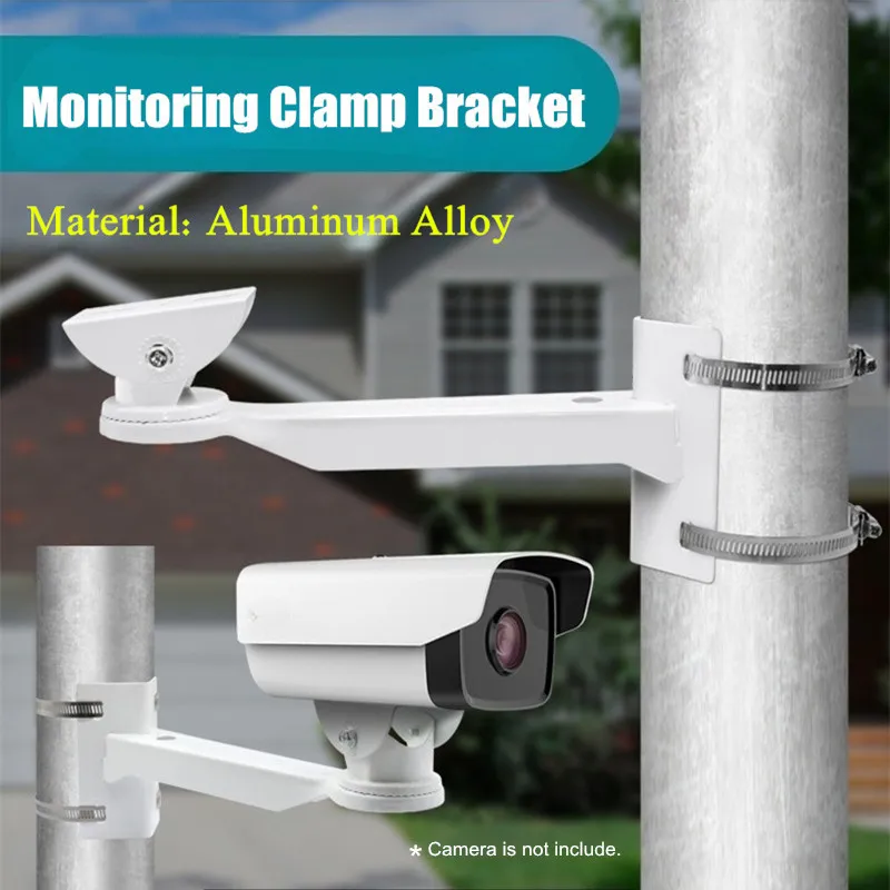 Aluminum CCTV Camera Bracket Cylindrical Pole Hoop Bracket Right Angle Outer Wall Corner Bracket Mounting Support Stands Holder