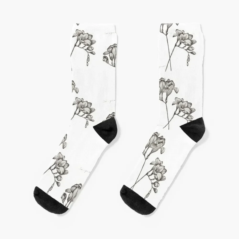 

Freesias Sketch Socks sheer cool christmas gifts sports and leisure Socks Women Men's