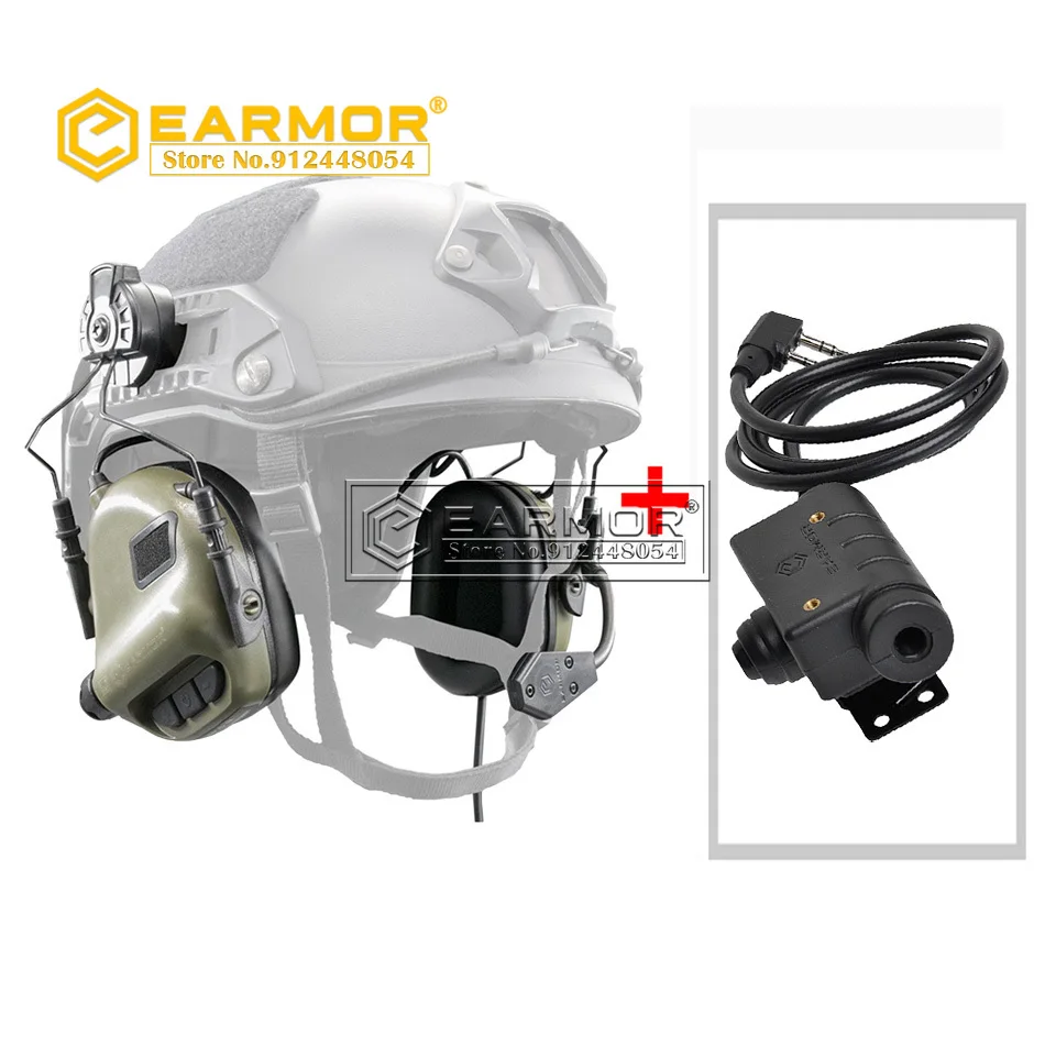 

EARMOR M32H MOD4 Headset & M51 Kenwood PTT Adapter with Baofeng Radio Communication Tactical Headset for ARC Fast Helmet Rails