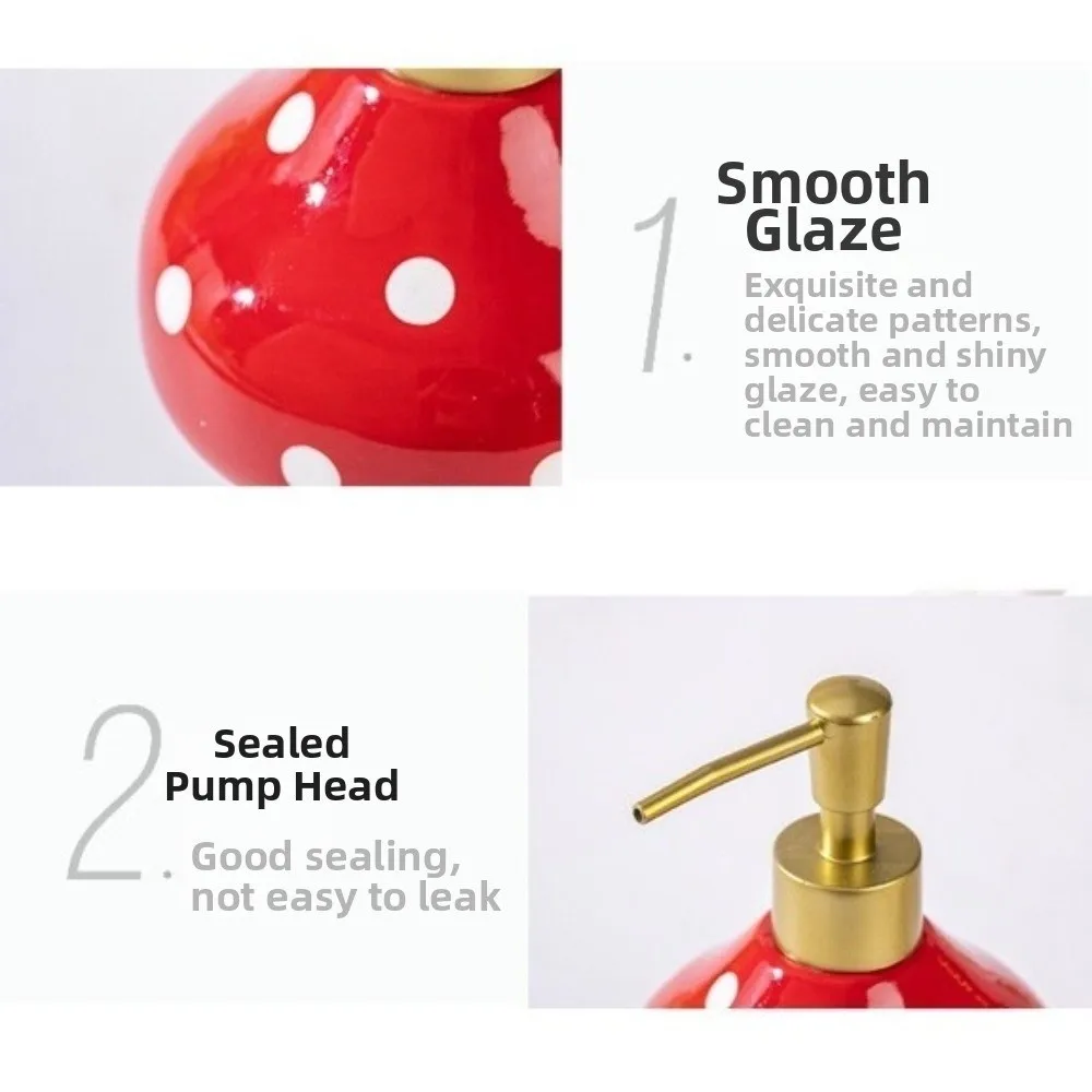 Large capacity Ceramic Soap Dispenser Decorative Refillable Bathroom Lotion Dispensers Hygienic Cute Lemon Mushroom Pump Bottle