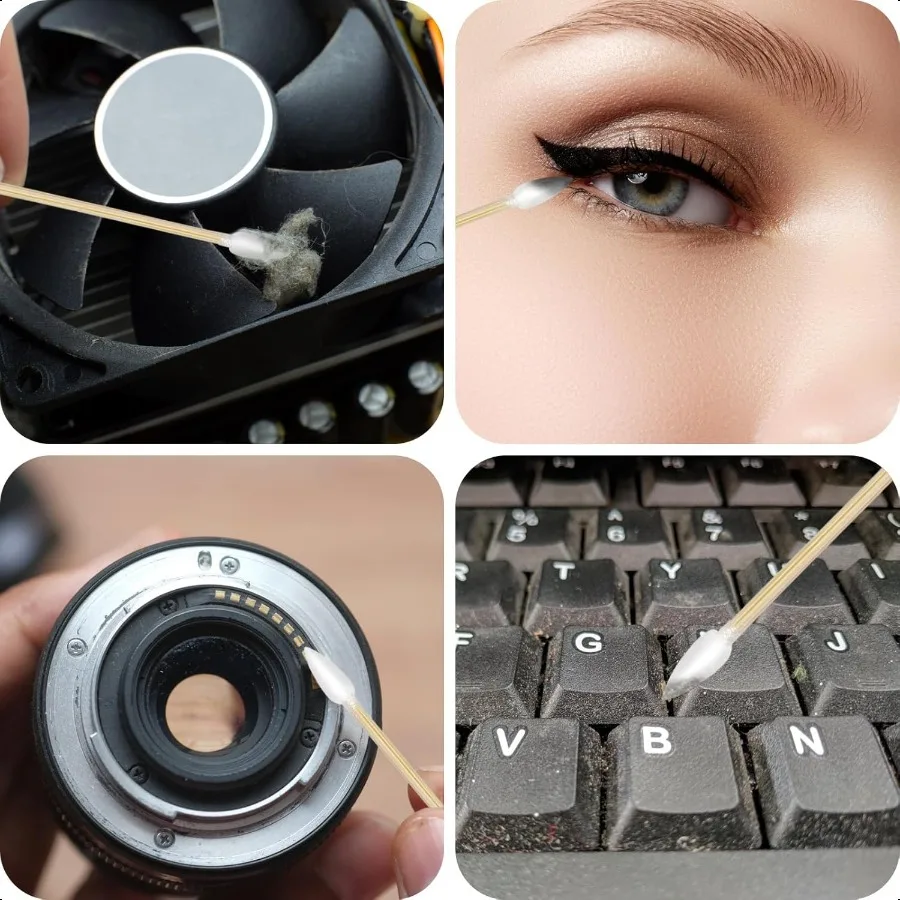 200 Pcs 6 Inch Gun Cleaning Cotton Swabs with Double Pointed Tips Strong Bamboo Sticks Lint Free Long Cotton Swabs for Precisio