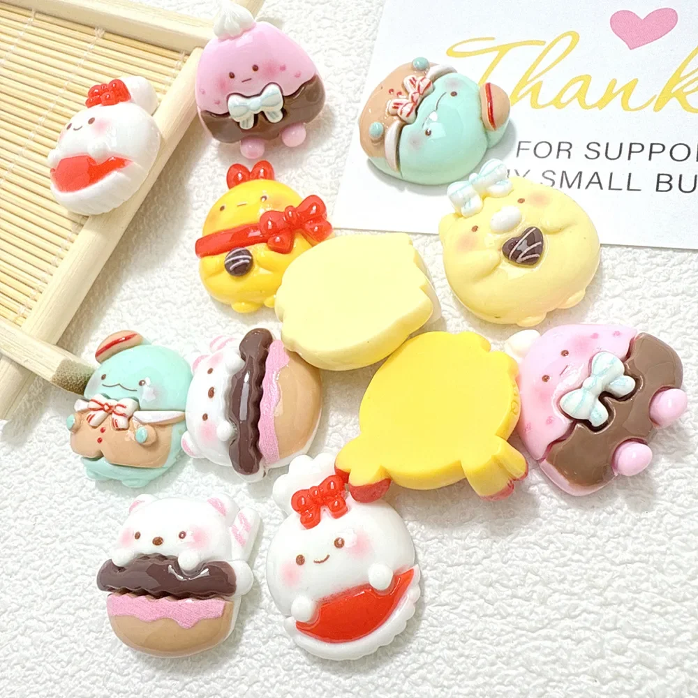 Resin Cartoon Animals Dessert Miniature Flatback Charms, DIY Fridge Magnet Decoration