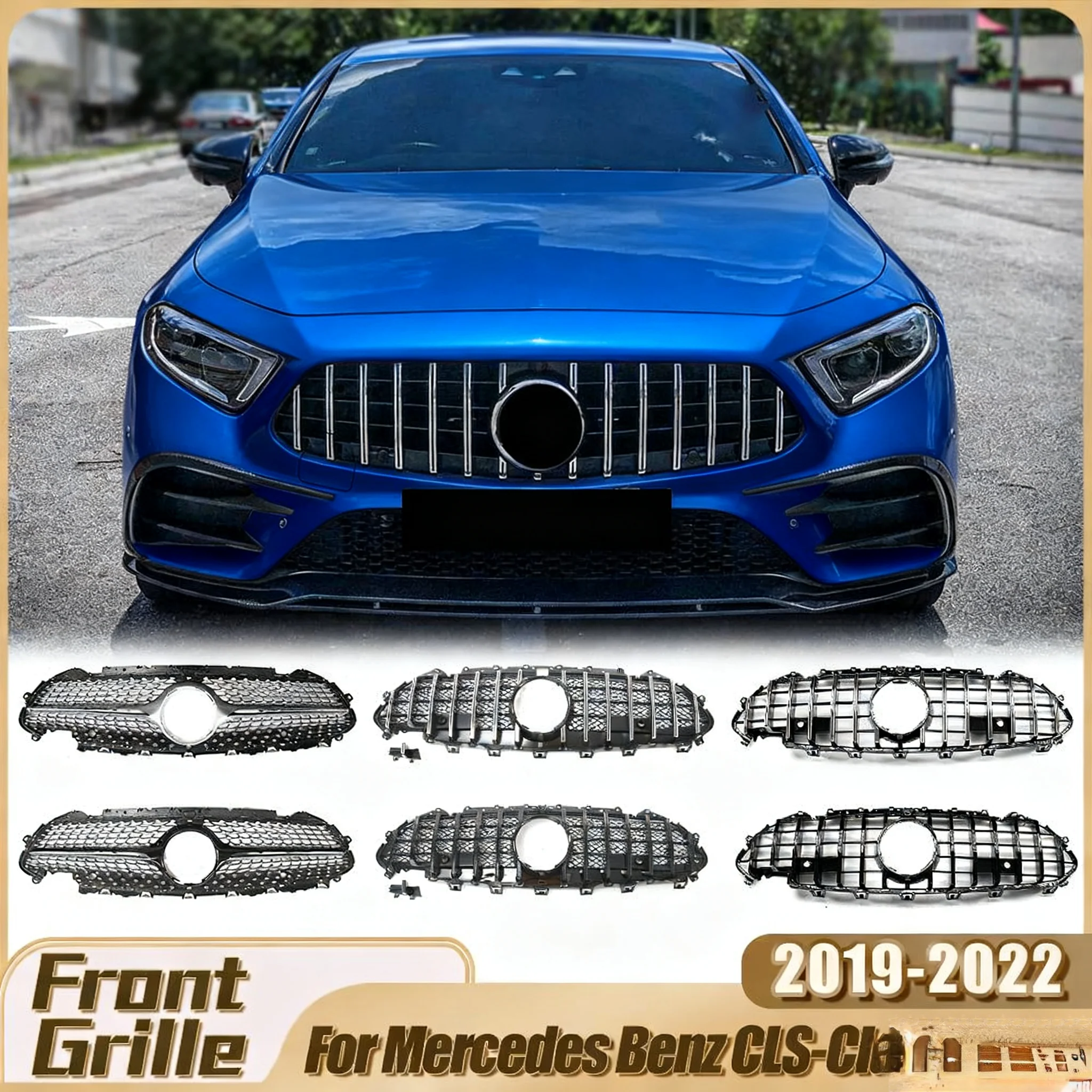 

Глянцевые черные решетки бампера в стиле GTR из АБС-пластика для Mercedes Benz CLS-Class C257 CLS500 CLS550 2019-2022, внешнее украшение автомобиля