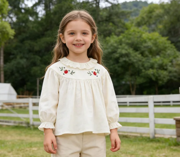 

Girls' Shirt Spring Autumn 2026 New Korean Baby Long Sleeve Top Lace Collar Doll Shirt Fashion and Cute