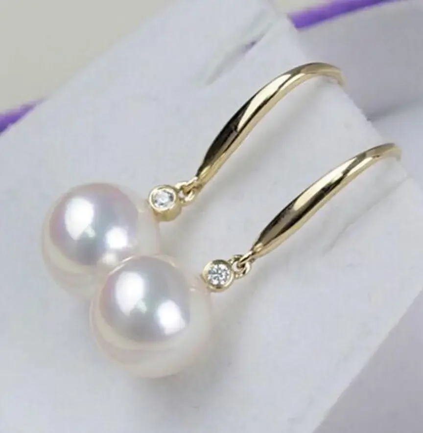 gorgeous AAA++ 10-11mm south sea round white pearl earring