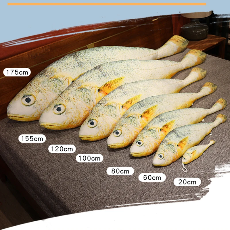 Simulation Large Size Yellow Croaker Plush Toys Lifelike Fish Dolls Stuffed Soft Throw Pillow Sleeping Cushion Decor Gift