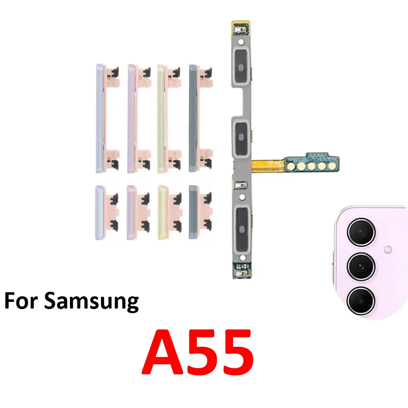 For Samsung Galaxy A55 5G A556 Phone New Power Volume Button On Off Up Down External Key Internal Flex Cable Repair Parts Blue