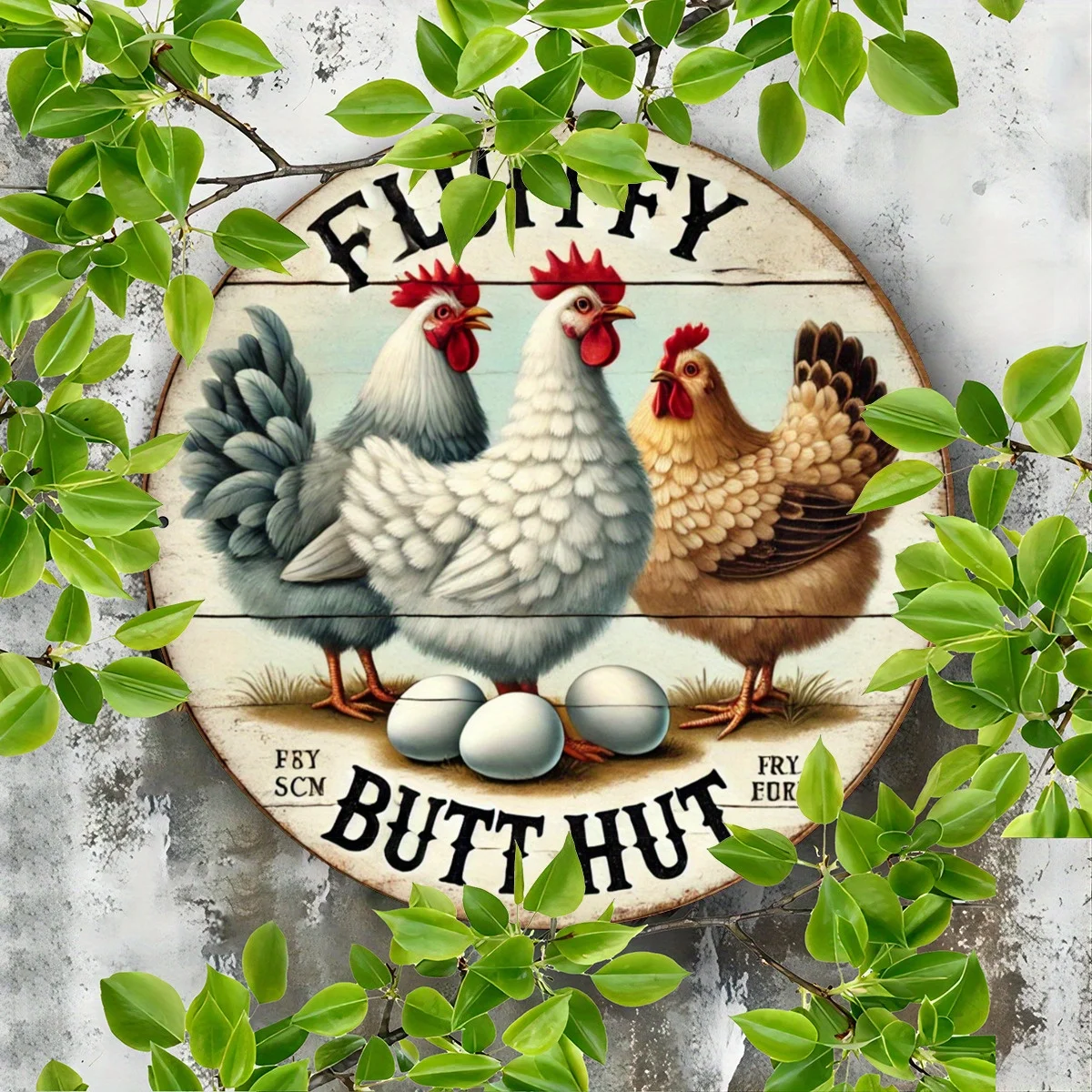 1pc Rustic Farmhouse Chicken Coop Theme Round Metal Tin Sign, 8x8 Inch Vintage Style Wall Decor for Bar, Cafe, Club - Iron Mater