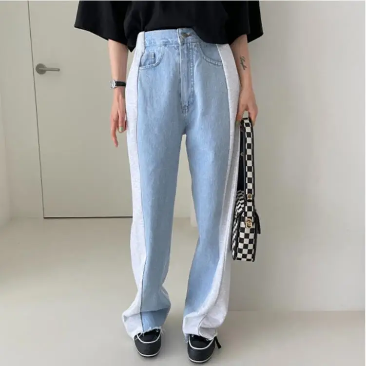 

Джинсы женские с высокой талией, цветные, винтажные, прямого кроя, свободные, повседневные, модные, с эффектом похудения