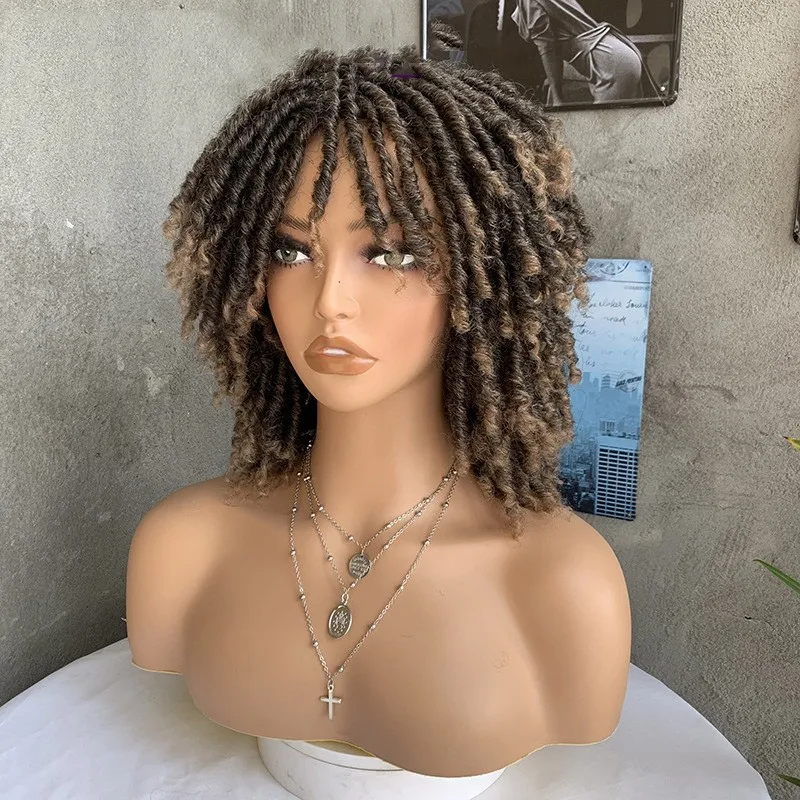 Wig Braid African Short Screw Roll Synthetic Mechanism Headband Dreamlock Hair Wig Woman Wigs Curly Wigs 2025 New