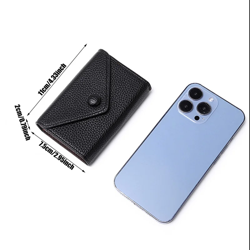 PU Card Holder Multicard Slot Organ Card Bag Litchi Pattern Soft Lightweight Portable Small Card Bag RFID Anti-theft Purse Pouch