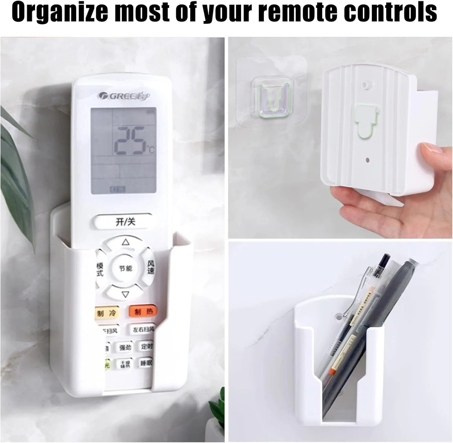 10-1 Stück Selbstklebender Fernbedienungshalter Organizer Wandmontierte Aufbewahrungsbox für Klimaanlagen für Zuhause Büro Schreibtisch Nachttisch – Detail 2