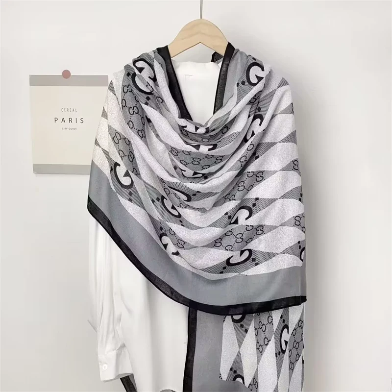 New Retro Camellia Fashion Cotton and Linen Feel Oversized Silk Scarf Gauze Female Summer air Conditioning Shawl Warm Scarf