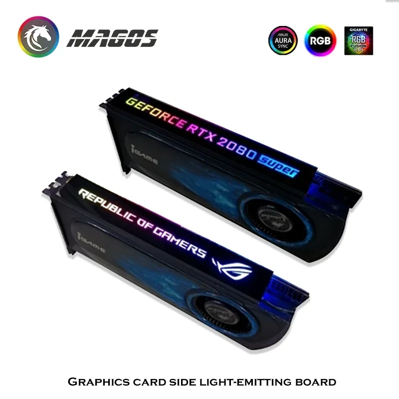 DIY RGB Graphical Card Side Lighting Board,GPU Faith Light Panel Support Custom Game Player,PC Game cabinet Decoration 5V /12V