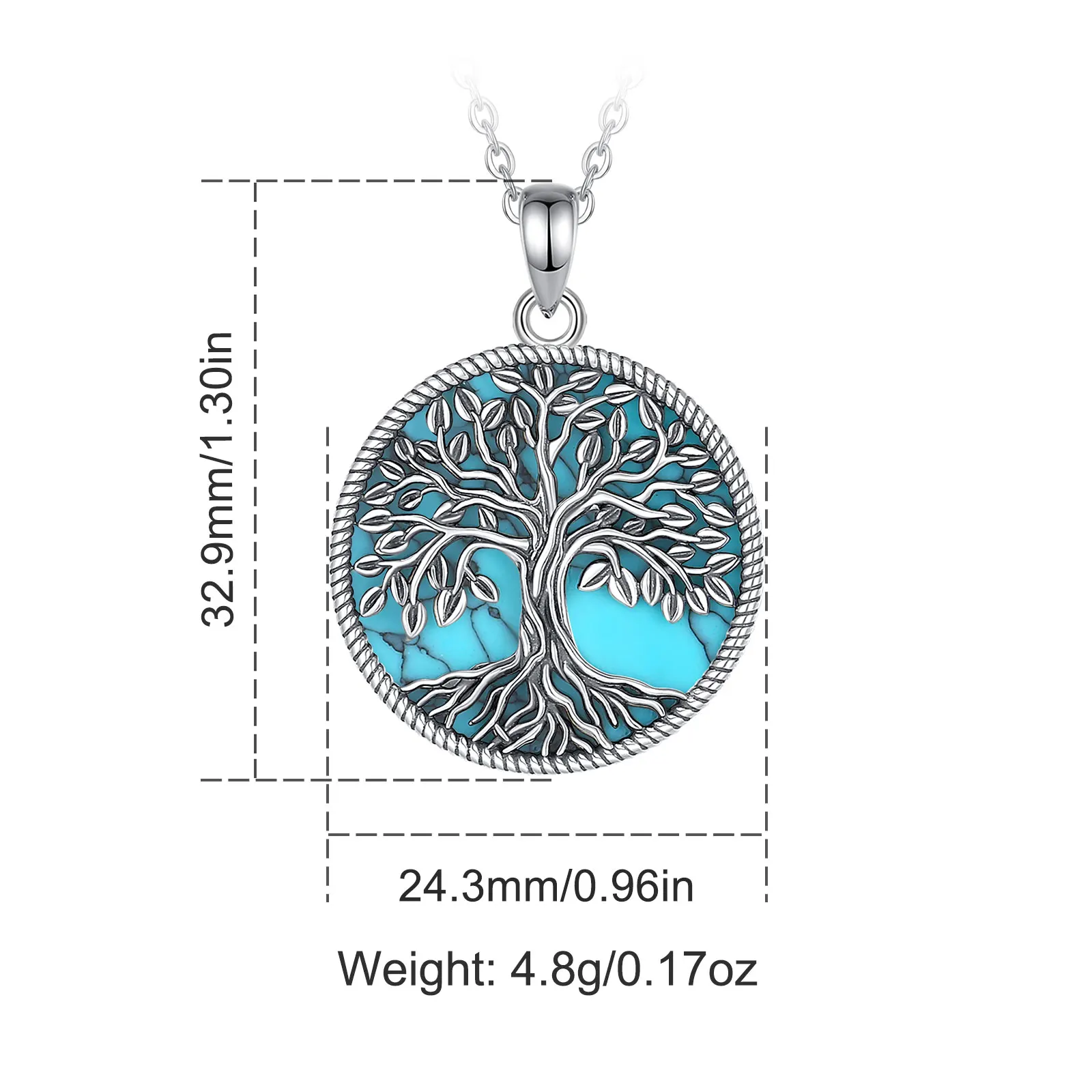 AEONSLOVE 925 فضة شجرة الحياة الفيروز قلادة شجرة العائلة قلادة المجوهرات الروحية هدايا عيد الميلاد للنساء #2