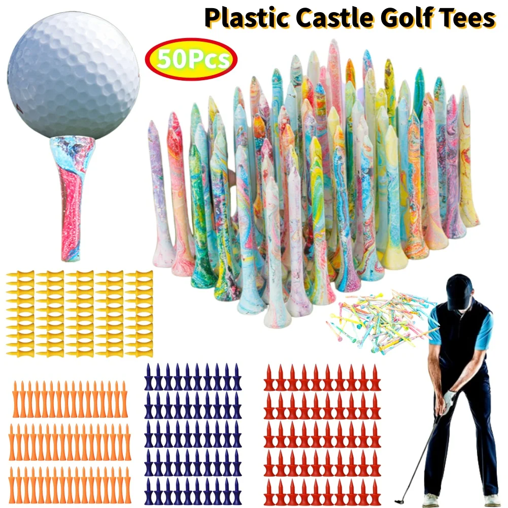 

50PCS Golf Nail Tees Plastic Seat 30-70mm Golf Tee Seat Ball Holder Golf Training Practice tees Low Friction Less Resistance Go