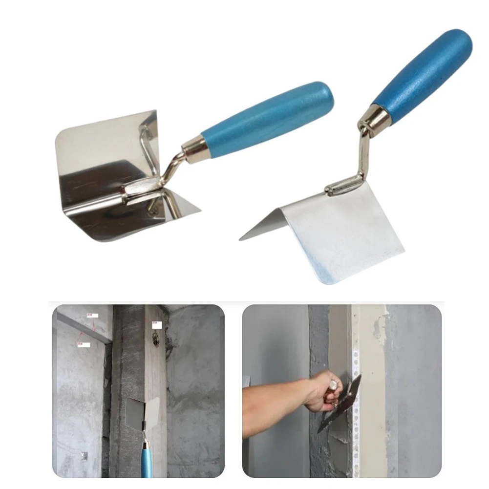 2pcs Drywall Corner Tool Inner Outer Trowel Stainless Steel Plastering Finishing Tool 8*6 Cm With 11.5 Cm Handle Length