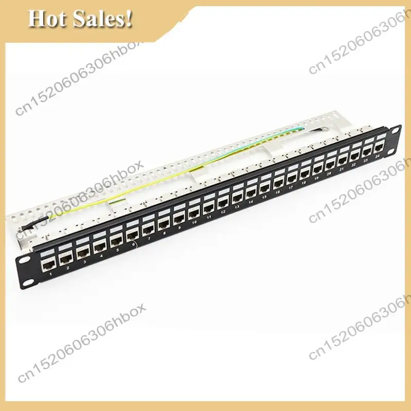 -HOPE Cat7 Patch Panel 24Port CAT7/CAT6A FTP Patch Panel Full Shielded Incl. 24X Cat7 Shielded Keystone Adapter 1U 19 Inch