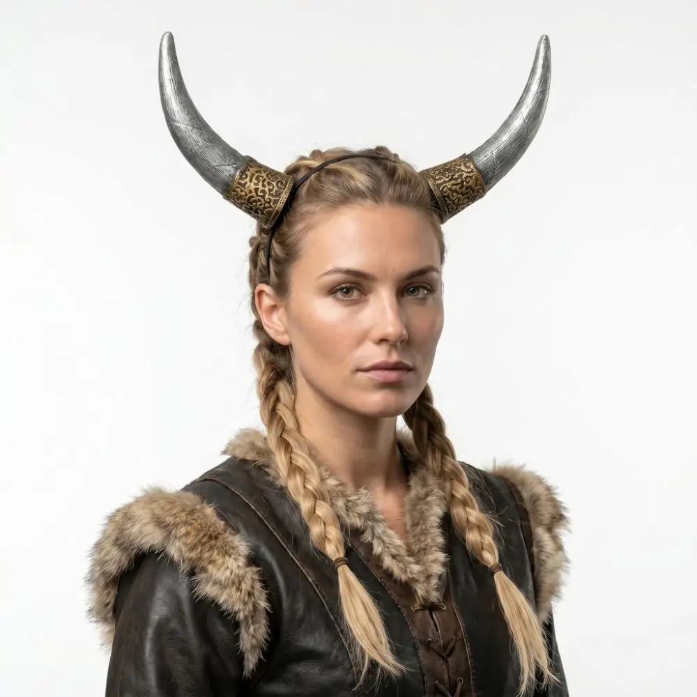 Pu Halloween Horns Headband Viking Ox Horn Cosplay Hairband Stage Performance Props Gothic Halloween Hair Hoop Masquerade Party