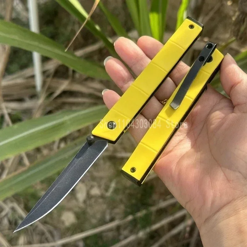 

CR 7096 Folding Mini Knife Yellow Nylon Fiberglass Handle Outdoor Camping Hunting Adventure Fishing Knife Fruit Knife