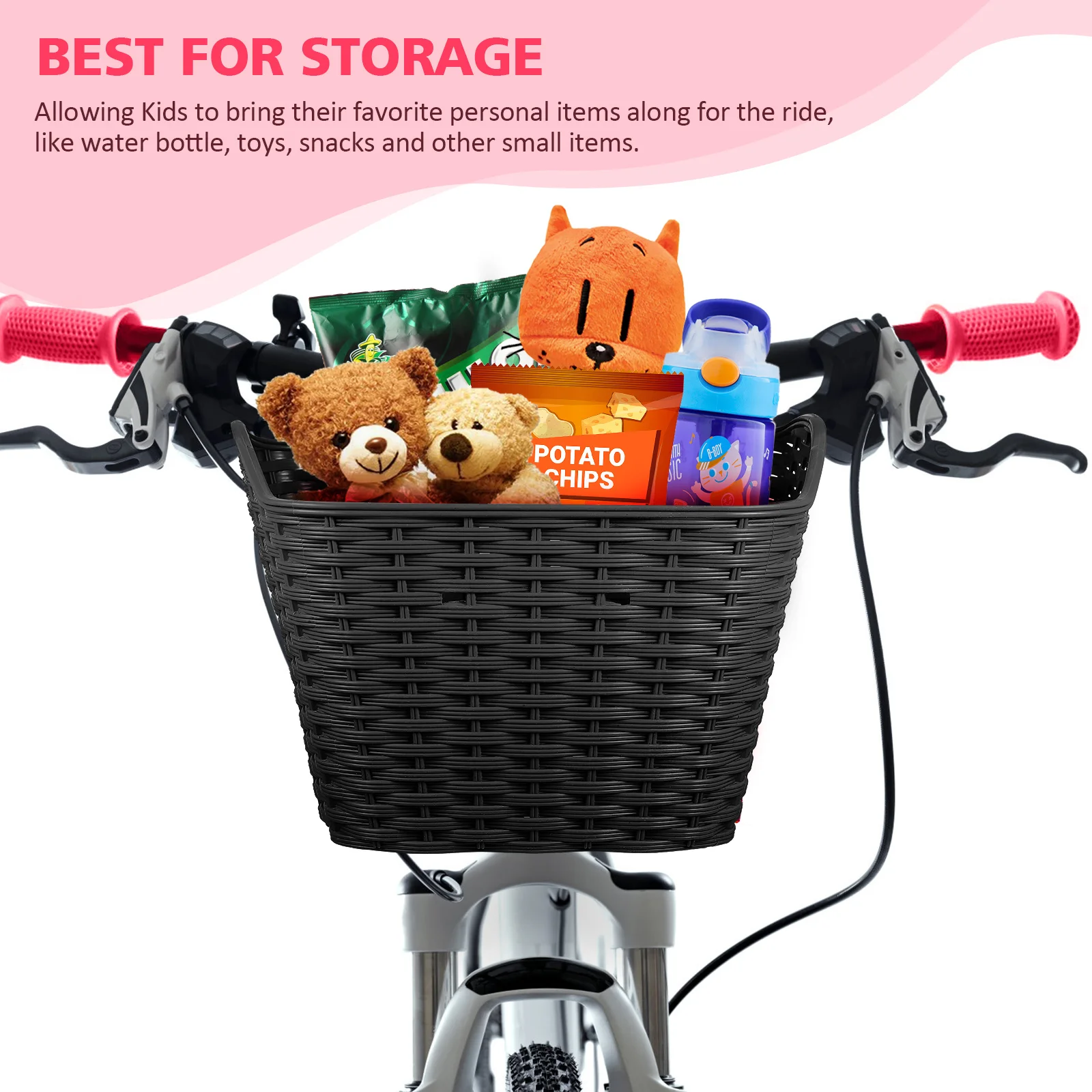 

1Pcs Retro Bike Basket Durable Plastic Storage Cycling Front Container Exquisite Design Strong Load Bearing Plastic Bike Basket