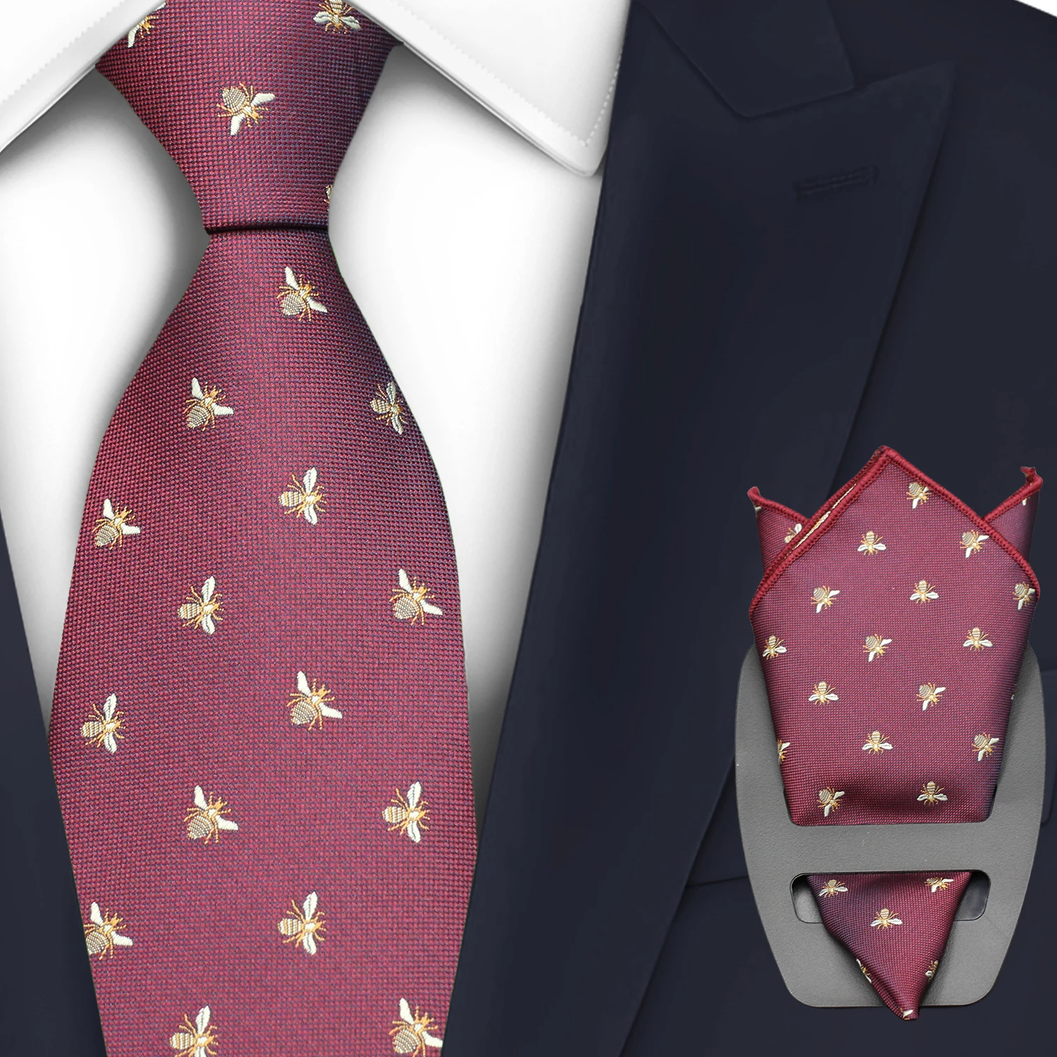 Luxus Marke Seide neue Herren Krawatte 8cm blaue Biene Krawatte Seide Gravatas für Männer Paisley Blumen fit Hochzeit Arbeitsplatz Geometrie Krawatte
