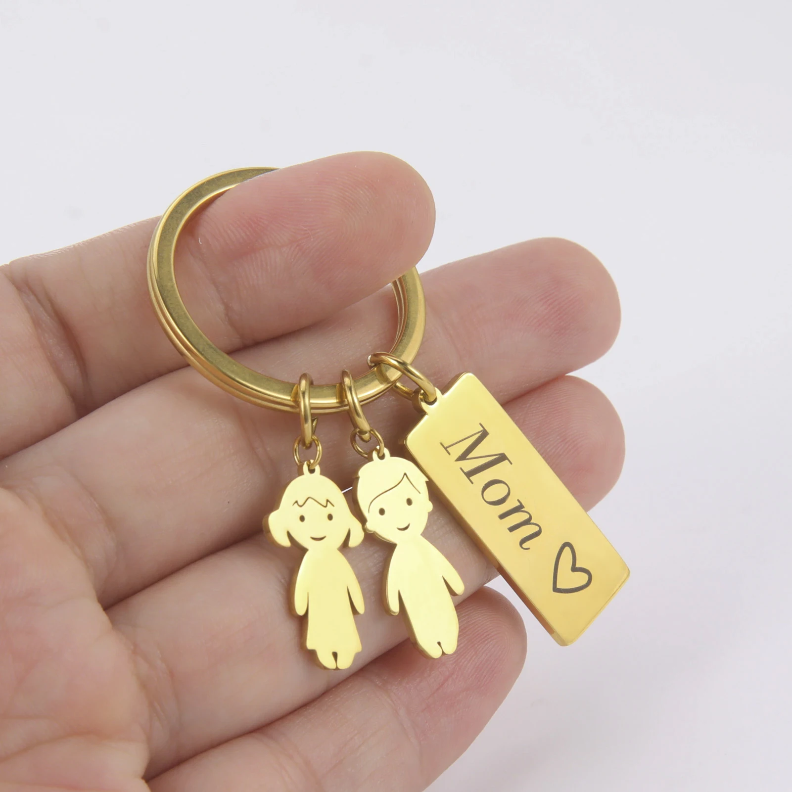 Amaxer Stainless Steel Keychain Boy Girl Mom Dad Happiness Family keychain for car keys Pendant Women Man Jewelry Gifts