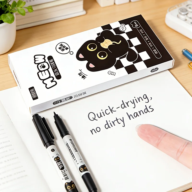 5/10 Pieces in a Box, Cute Cat-Themed Double-Ended Outline Pens, Student Art Manga Tracing Pens, Children's Hand-Drawn Doodle Drawing Stationery