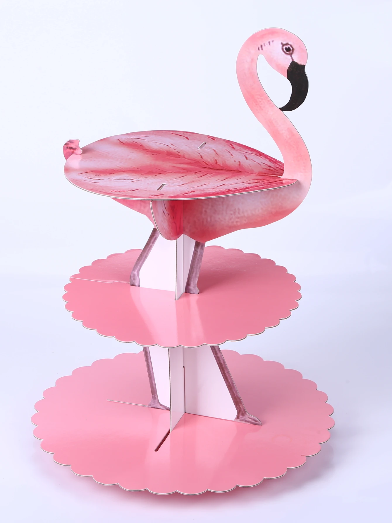 Three layer Flamingo cake stand Birthday Party dessert stand Decorated paper dessert stand