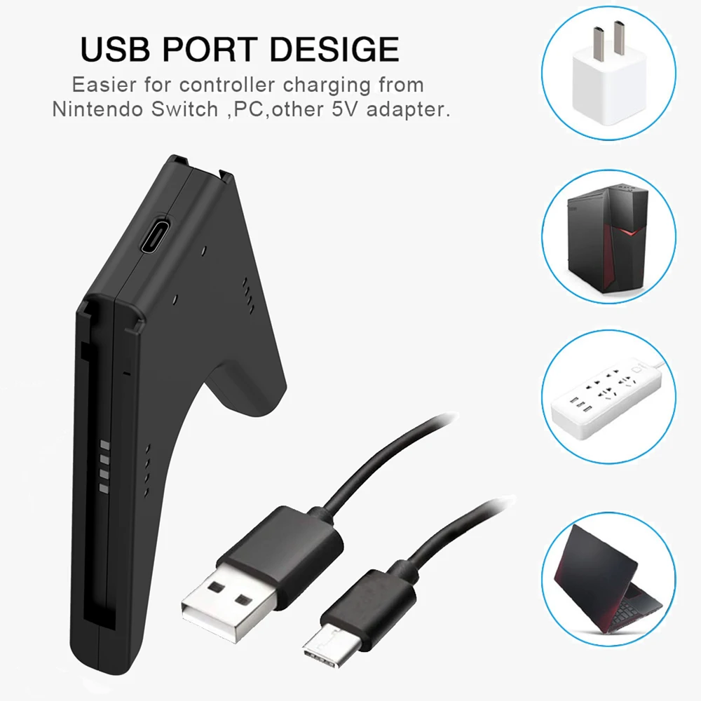 2 in 1 V Shaped Game Charging Grip Bracket Dock Grip with Type-C Port USB C For Nintendo Nintend Switch Joy Con Joycon Charger