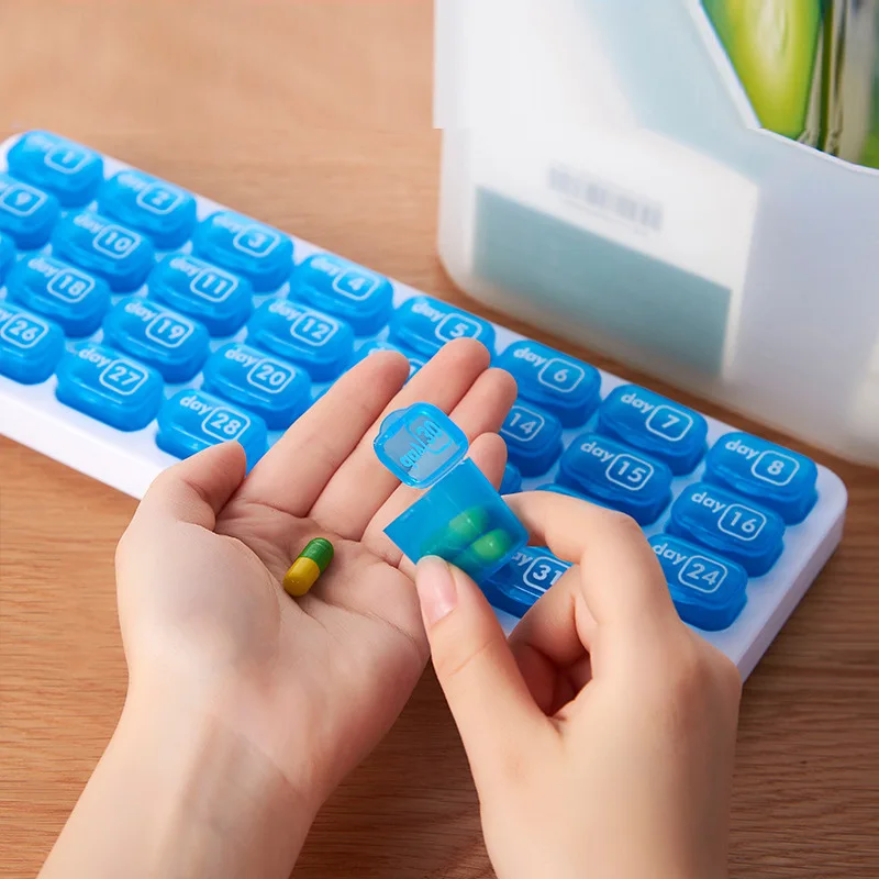 31วันรายเดือน Pill Organizer Pods กล่องสำหรับเดินทาง BPA ฟรีสำหรับทุกวันยาและวิตามิน Pastillero