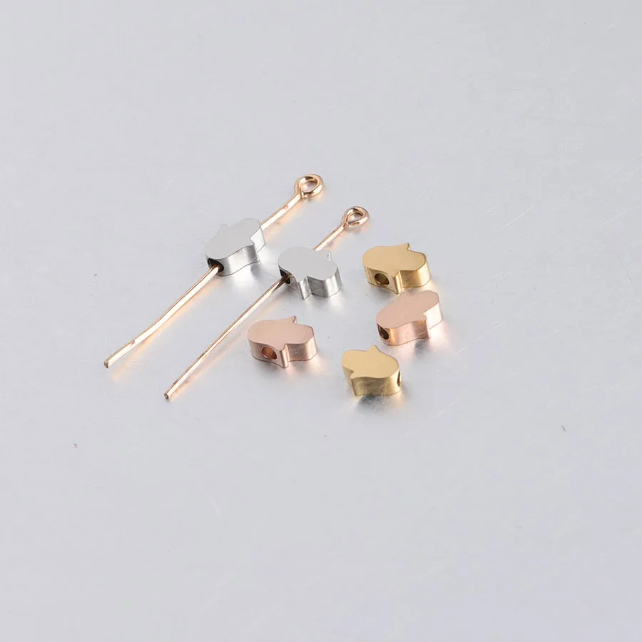 10Pcs/Lot Mirror Polished Stainless Steel European Hamsa Hand Bead DIY Jewelry 1.8mm Small Hole Bead